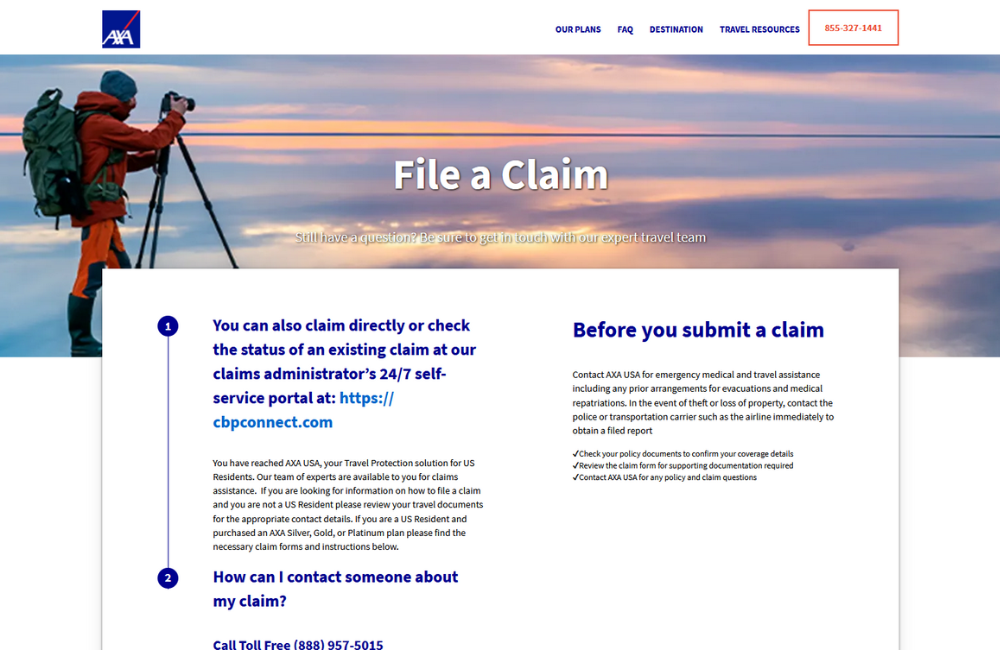 Filing a Claim with AXA Travel Insurance