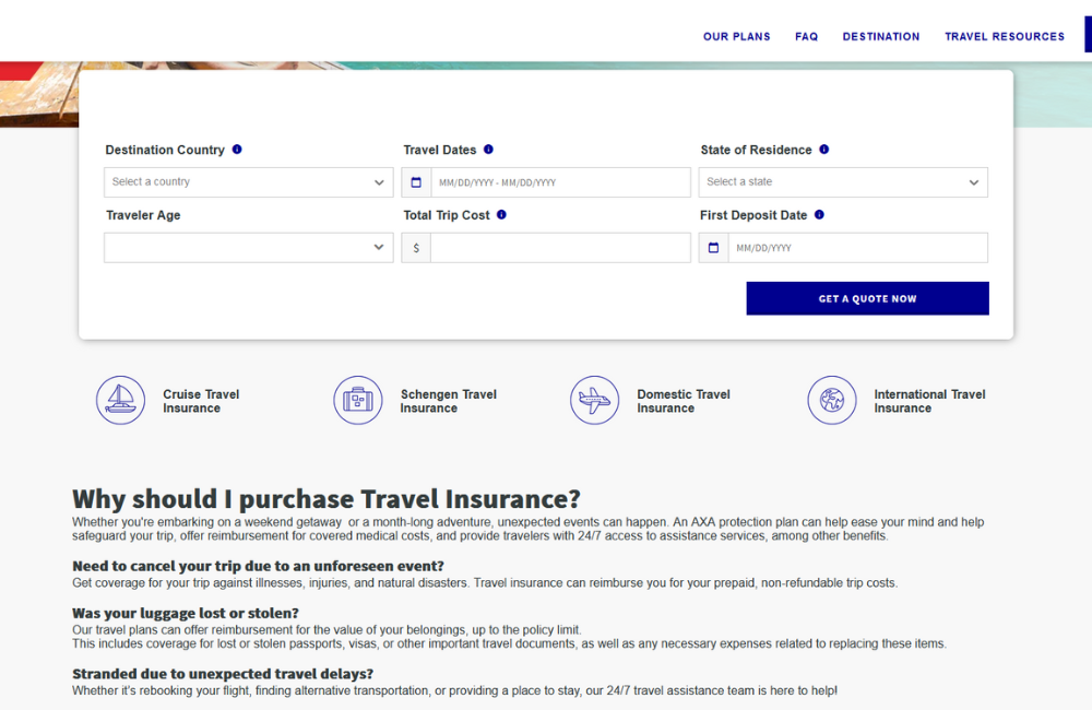 Using an AXA Travel Insurance Policy