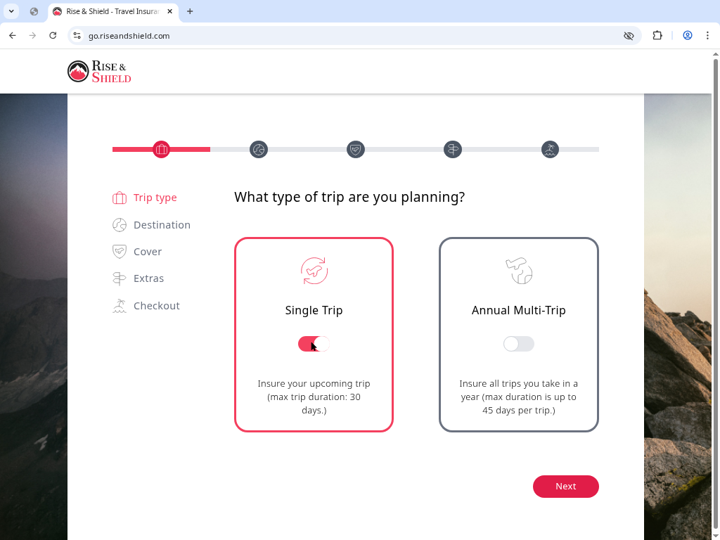 How to buy travel insurance online - step 1